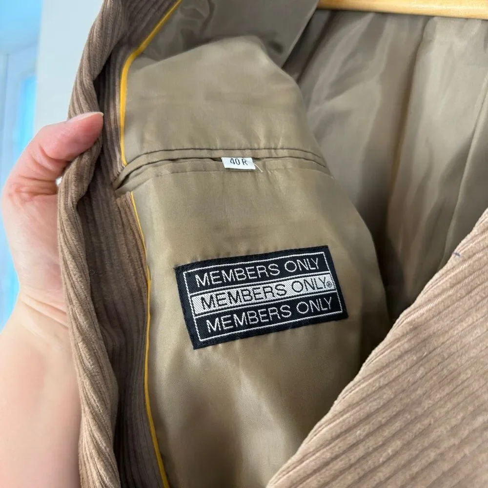 Members Only Tan Men’s Corduroy Cotton Jacket‎ Size 40R